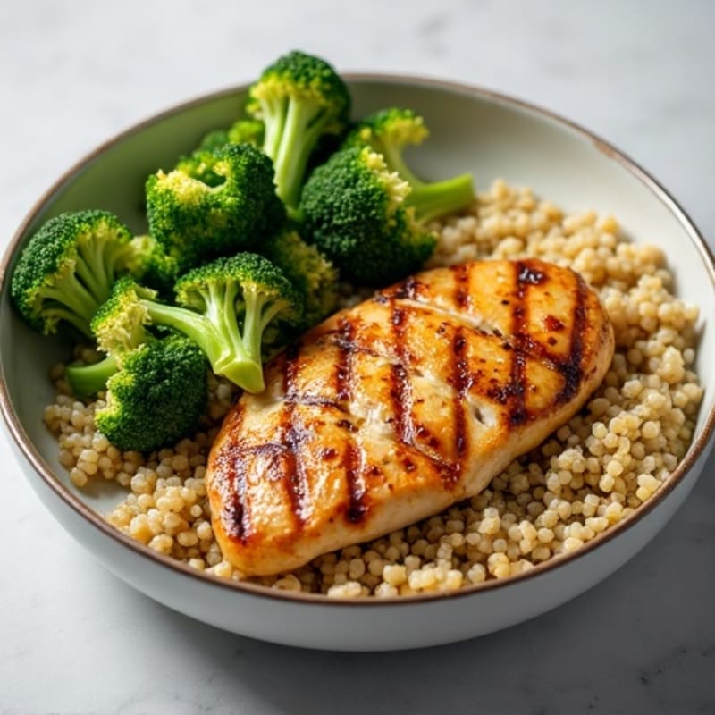 Grilled Chicken Breast with Roasted Broccoli and Quinoa
