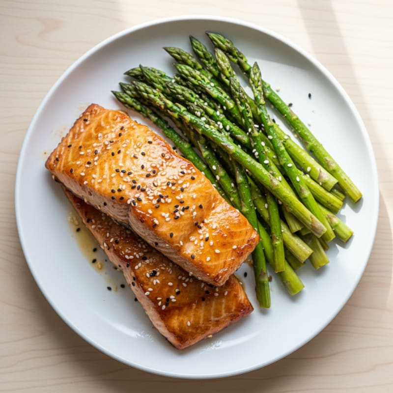 Golden Teriyaki-Glazed Salmon with Roasted Asparagus