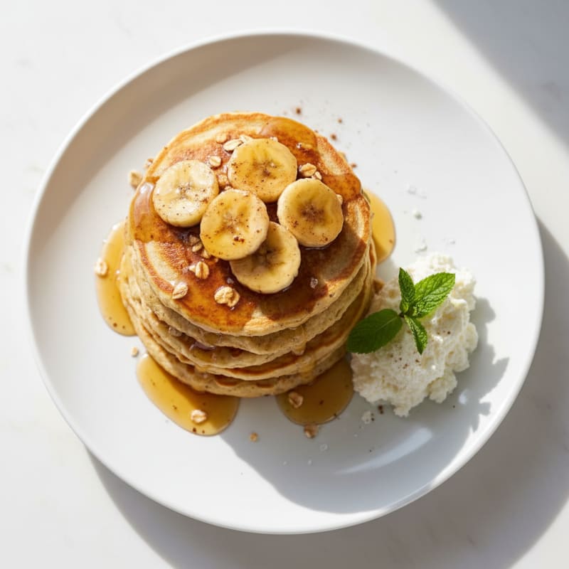 Fluffy Banana Oat Cottage Pancakes