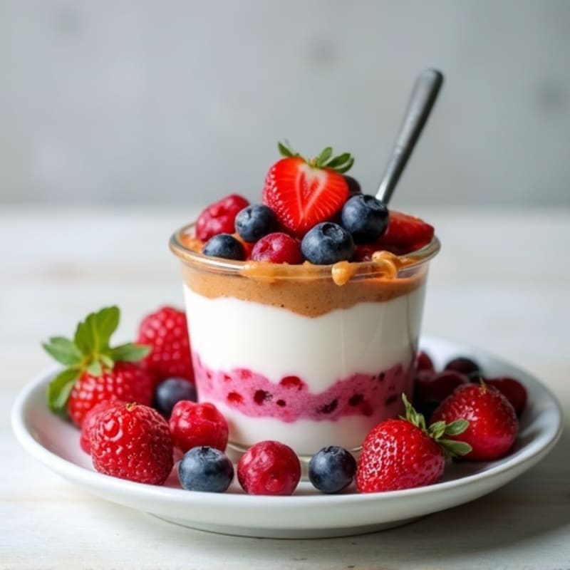 Greek Yogurt Protein Parfait with Mixed Berries and Almond Butter