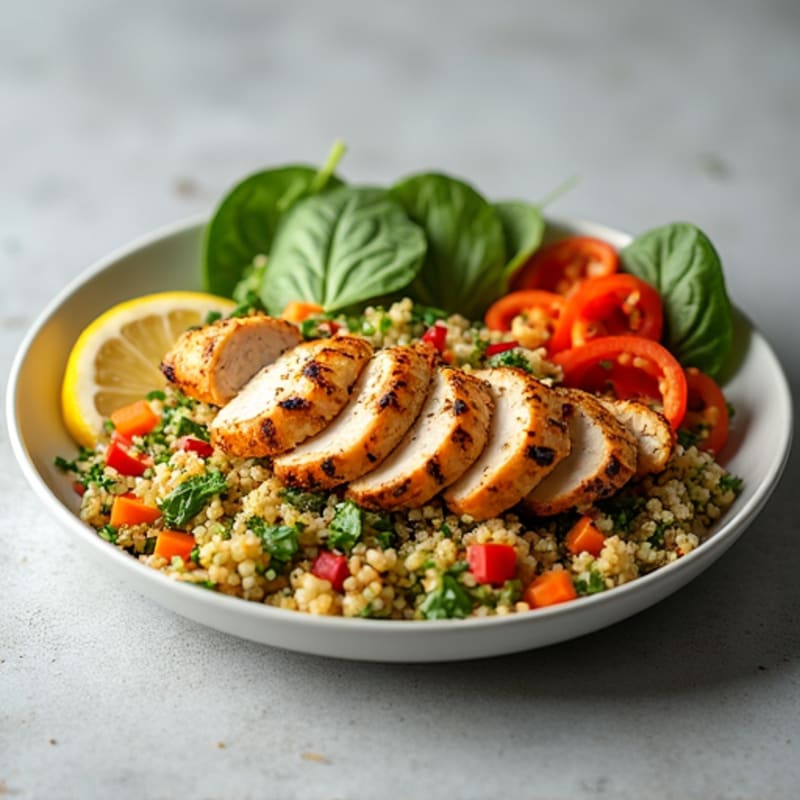 Grilled Chicken and Quinoa Salad with Crunchy Vegetables