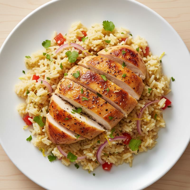 Crispy Roasted Chicken and Zesty Rice