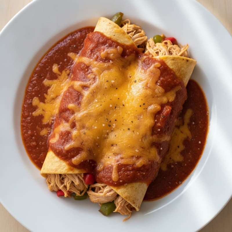 Chicken Enchiladas with Red Chili Sauce
