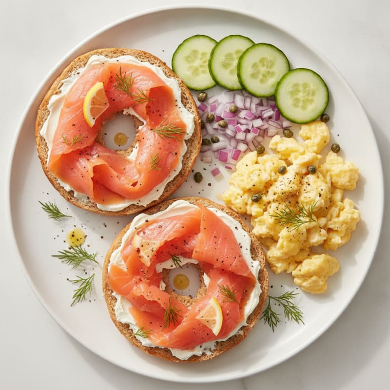 High-Protein Smoked Salmon Bagel Plate