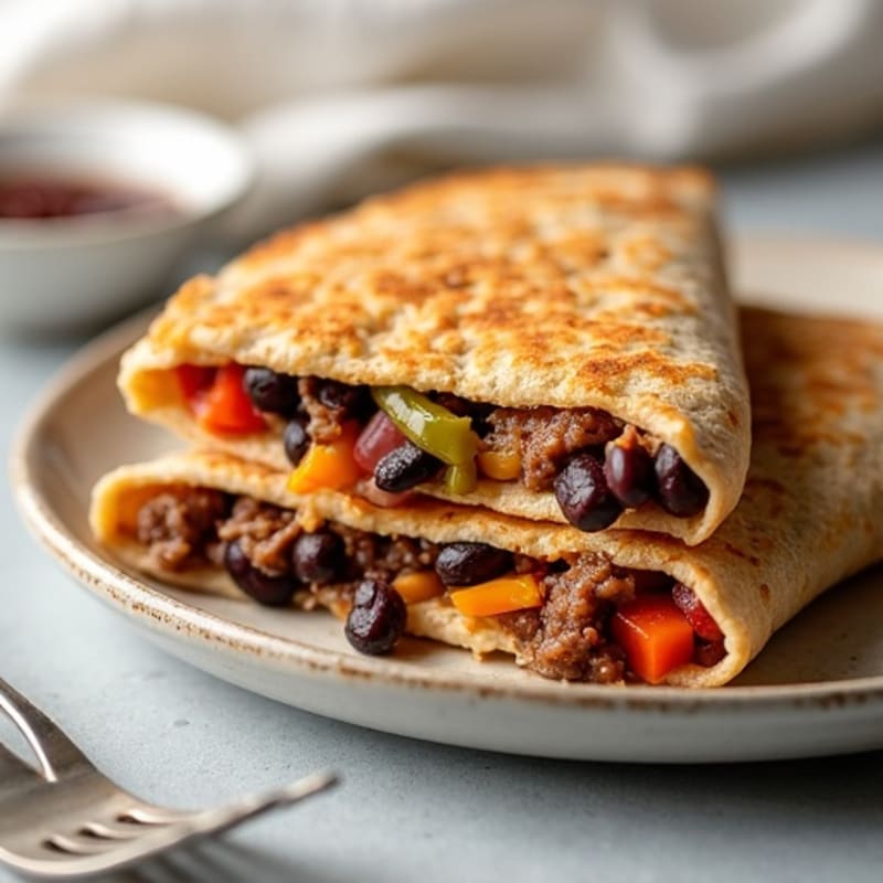 Crispy Whole Wheat Steak and Black Bean Quesadillas