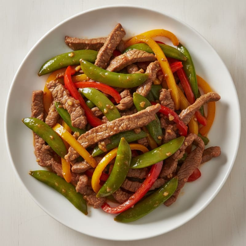 Lean Beef Stir-Fry with Bell Peppers and Snap Peas