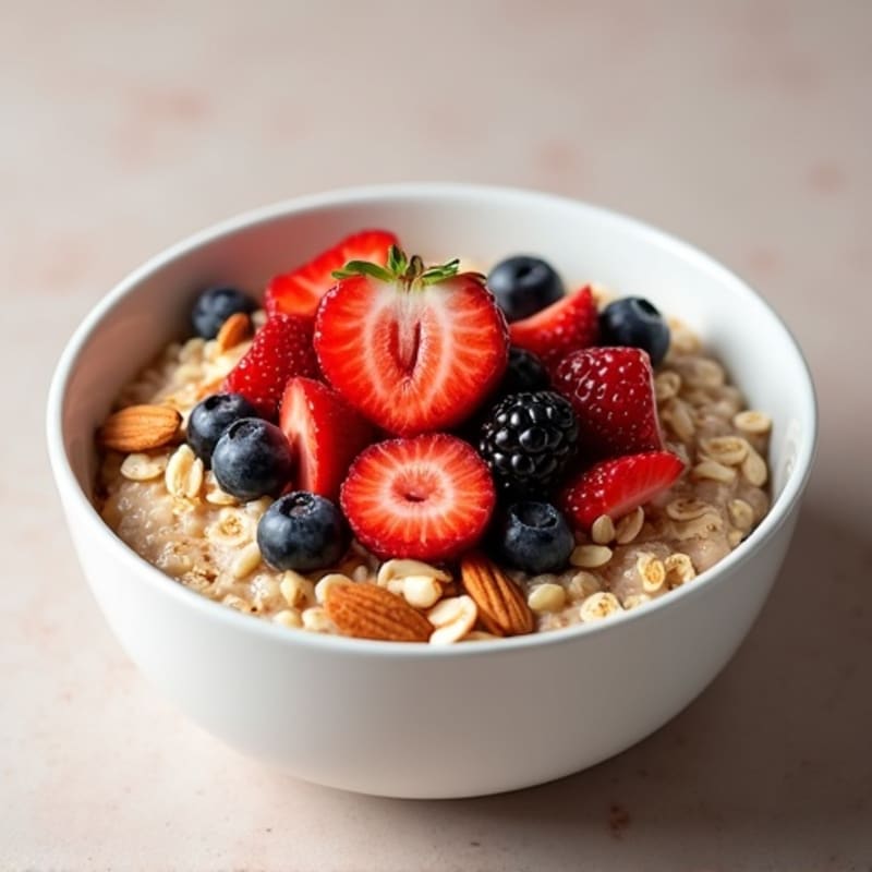 Creamy Protein Oatmeal with Fresh Berries and Toasted Nuts