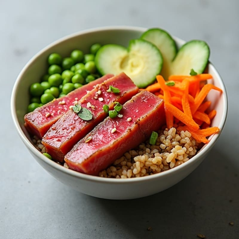 Seared Tuna Poke Bowl with Sesame Brown Rice