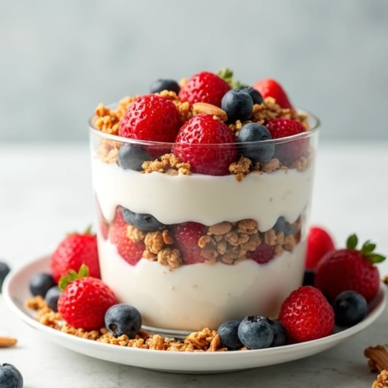 Creamy Greek Yogurt Parfait with Berries and Almonds