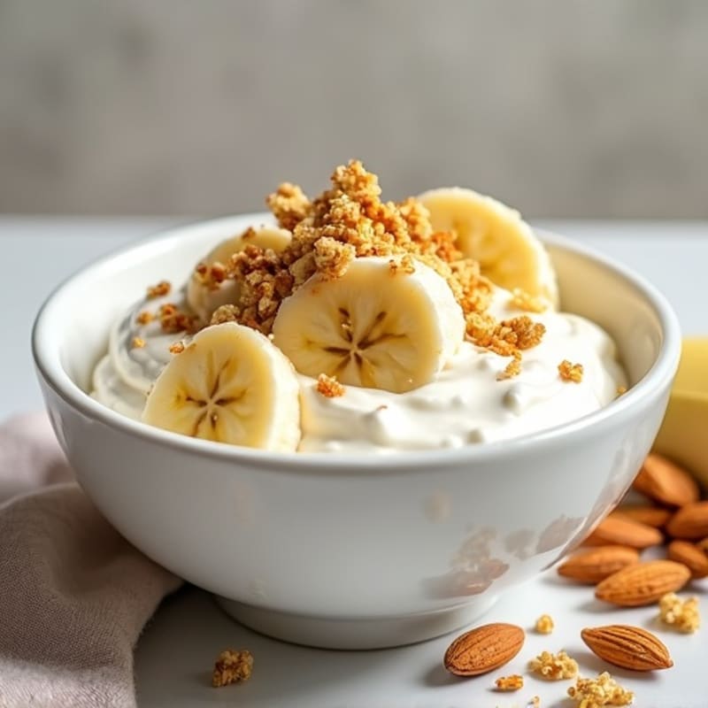 Creamy Greek Yogurt Bowl with Sliced Banana and Toasted Almonds