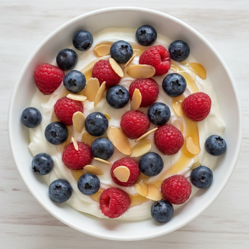 Creamy Greek Yogurt Protein Bowl with Berries and Almonds