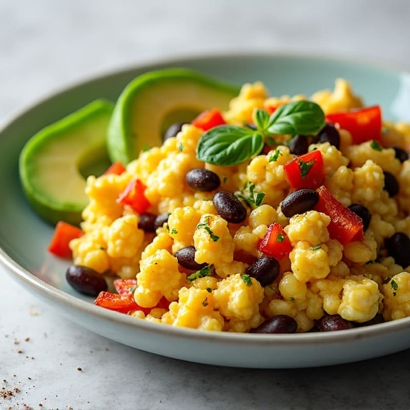 Spicy Black Bean Egg Scramble with Avocado