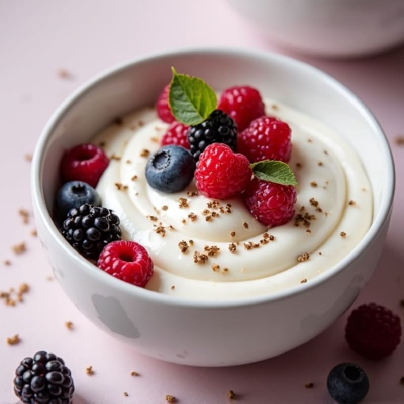 Silky Greek Yogurt Protein Pudding with Mixed Berries