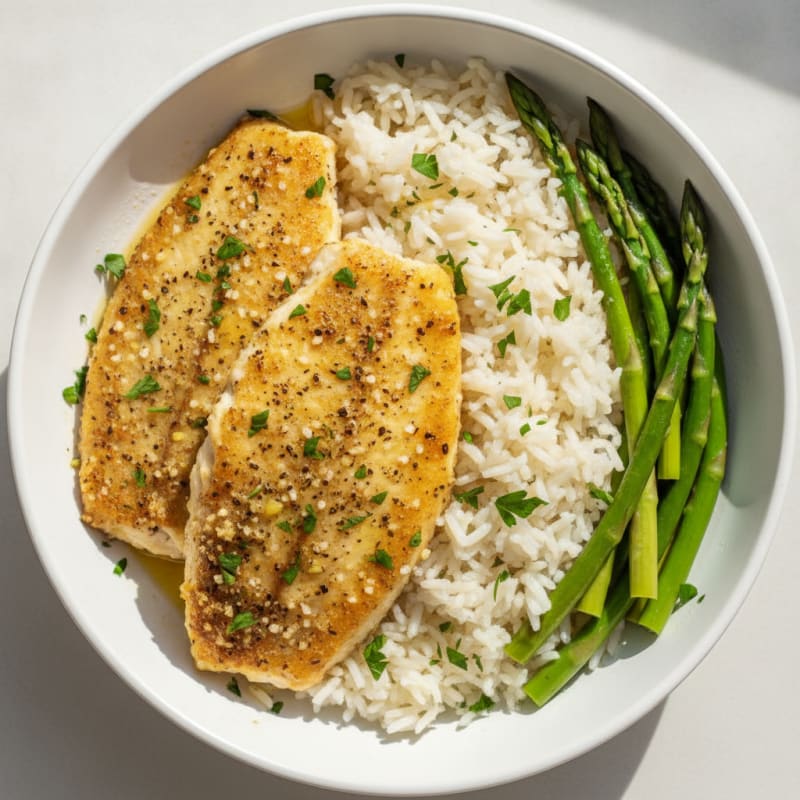 Lemon-Herb Baked Tilapia with Fluffy Rice