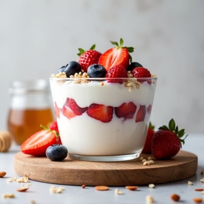 Greek Yogurt Protein Parfait with Berries and Almonds