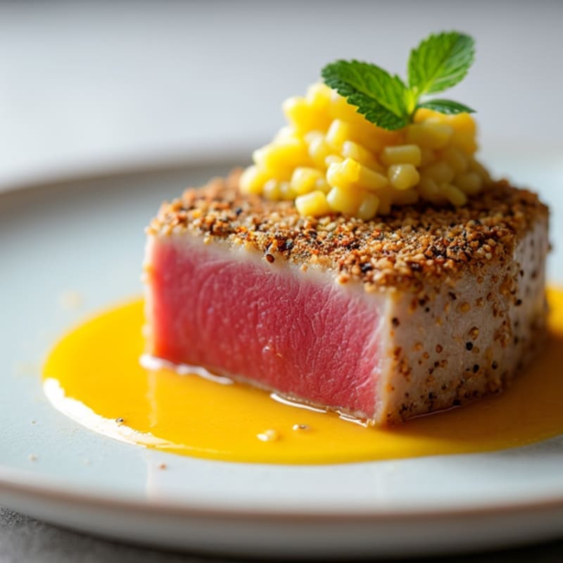 Seared Sesame Tuna with Zesty Sauce