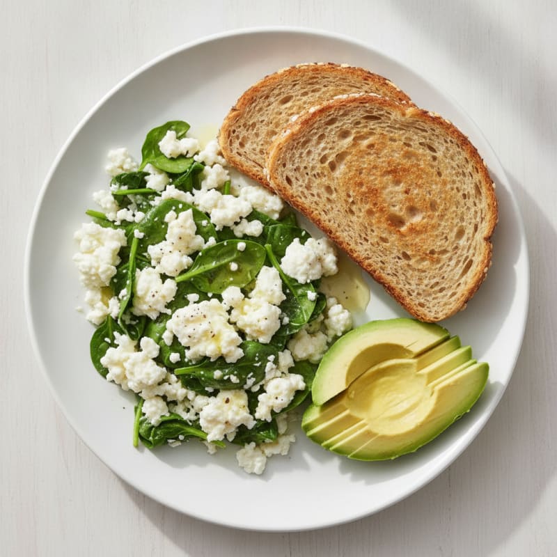 Scrambled Egg Whites with Spinach and Cottage Cheese