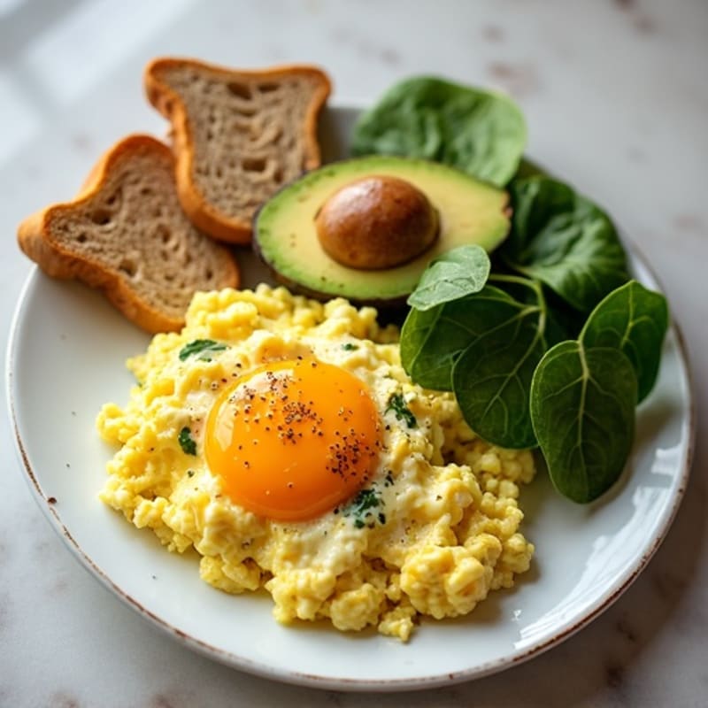 Egg White Scramble with Turkey Sausage and Spinach