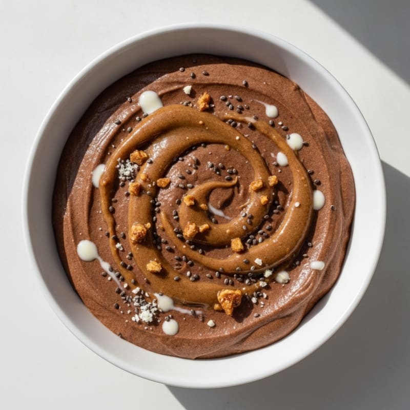 Silky Chocolate Protein Pudding with Almond Butter Swirl