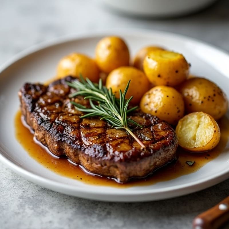 Herb-Garlic Butter Seared Steak with Roasted Baby Potatoes