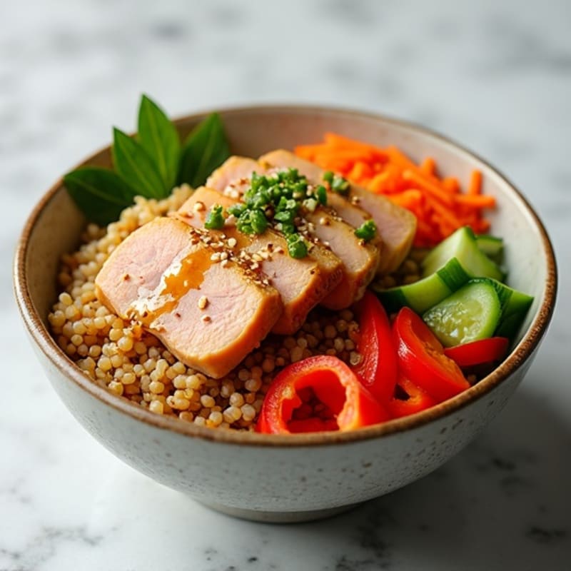 Sesame-Ginger Tuna Rice Bowl with Fresh Vegetables
