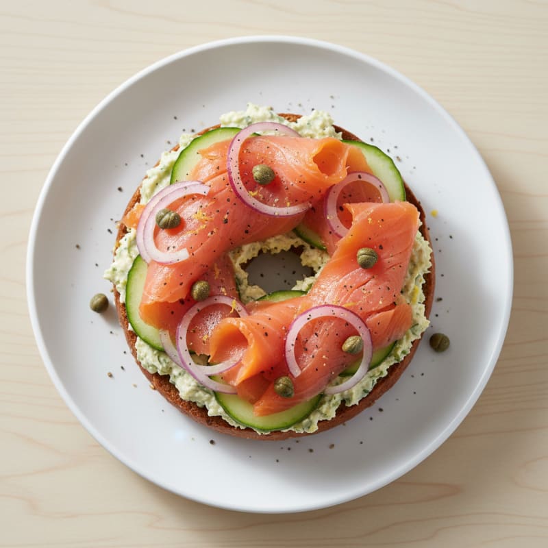 High-Protein Smoked Salmon Bagel with Lemon-Dill Spread