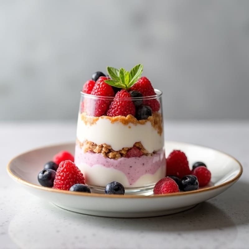 Greek Yogurt Protein Parfait with Mixed Berries and Almond Butter
