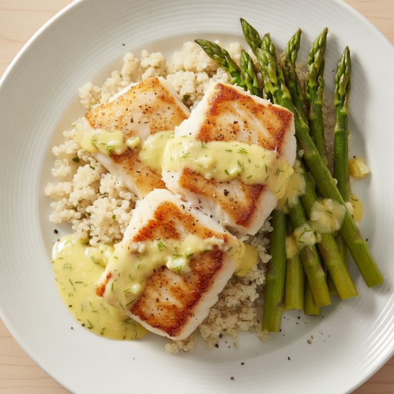Pan-Seared White Fish with Lemon-Dill Sauce