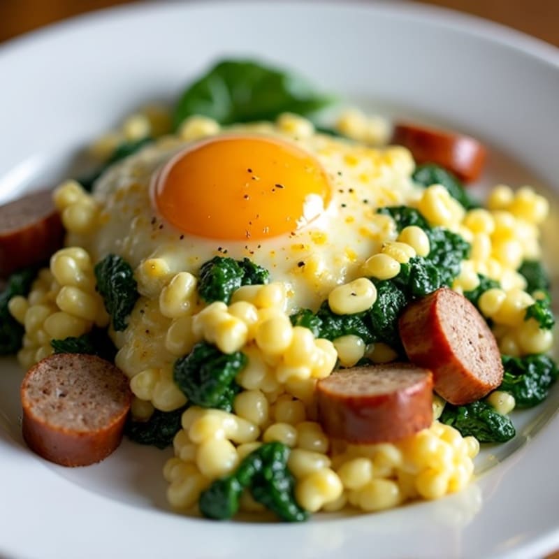 Egg White and Turkey Sausage Scramble with Spinach