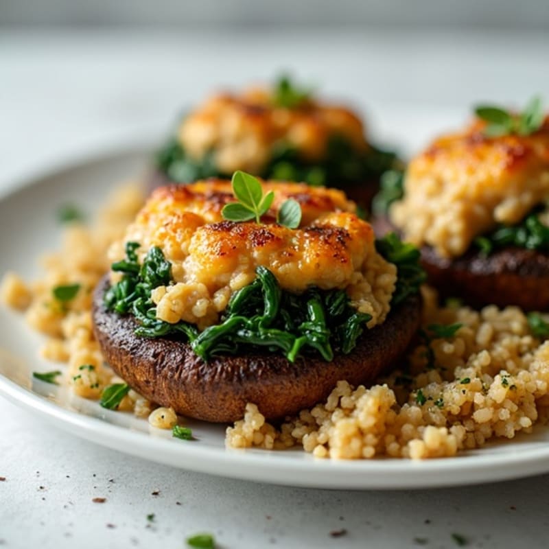 Roasted Portobello Mushrooms Stuffed with Savory Ground Turkey and Spinach