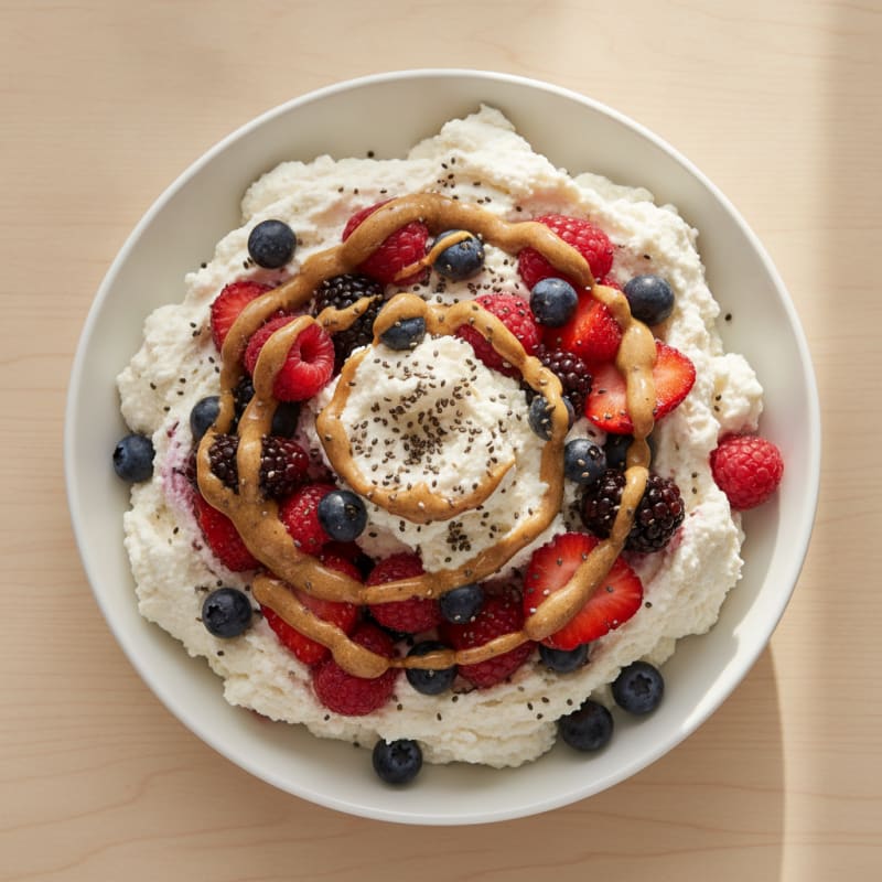 Greek Yogurt Protein Mousse with Mixed Berries
