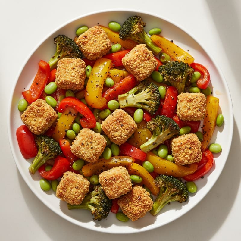 Crispy Baked Tofu with Roasted Vegetables