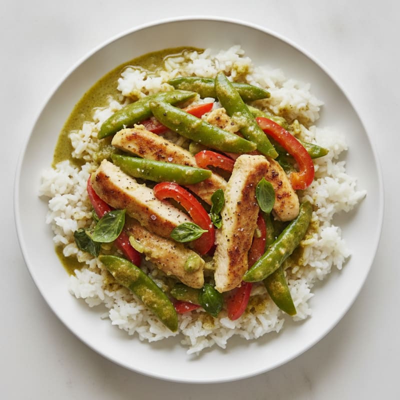 Green Curry Chicken with Coconut Rice