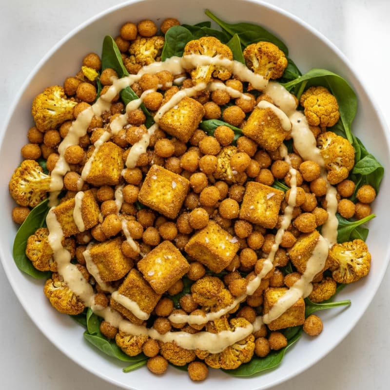 Roasted Turmeric Cauliflower and Chickpea Bowl