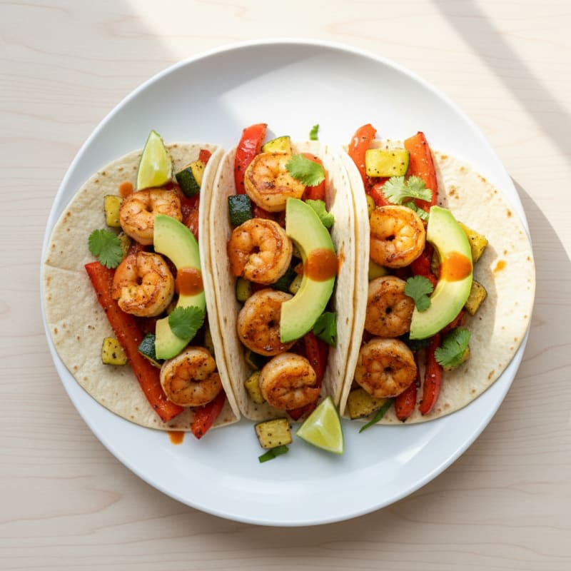 Chili-Lime Shrimp Tacos with Roasted Vegetables