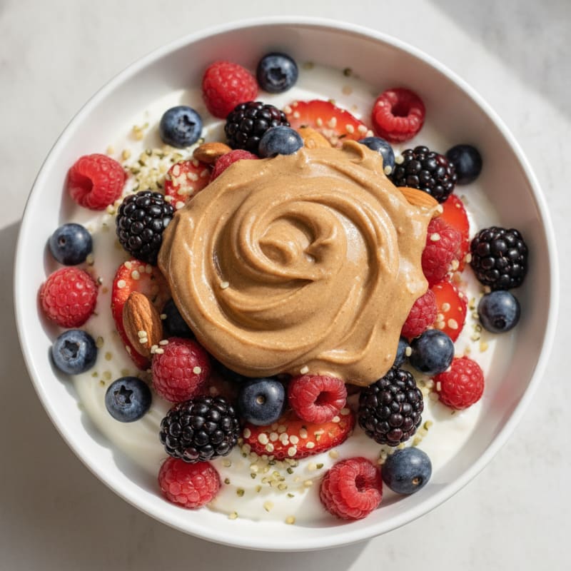 Creamy Greek Yogurt Parfait with Mixed Berries and Almond Butter