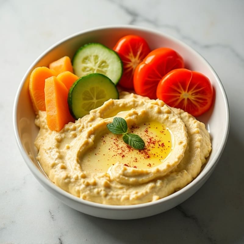 Creamy Lemon-Garlic Hummus with Crisp Fresh Vegetables