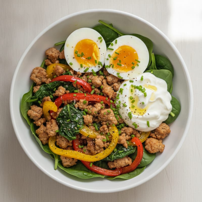High-Protein Savory Turkey and Egg Breakfast Bowl