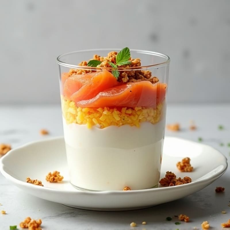 Greek Yogurt Parfait with Silky Smoked Salmon and Chive Scramble