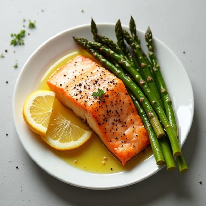 Baked Flaky Salmon with Roasted Asparagus
