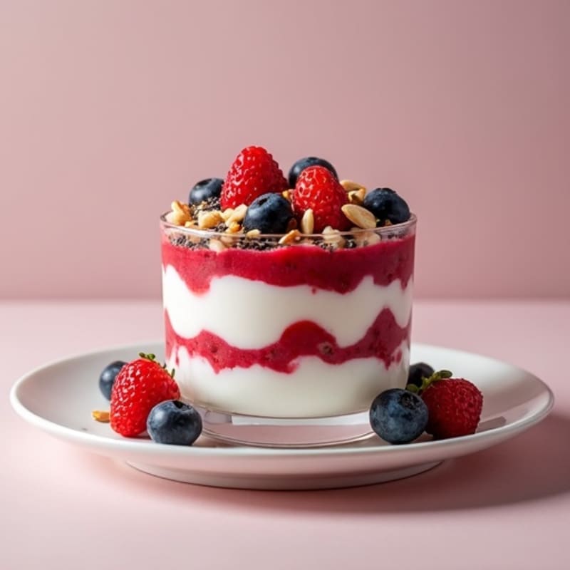 Greek Yogurt Protein Parfait with Mixed Berries and Almonds