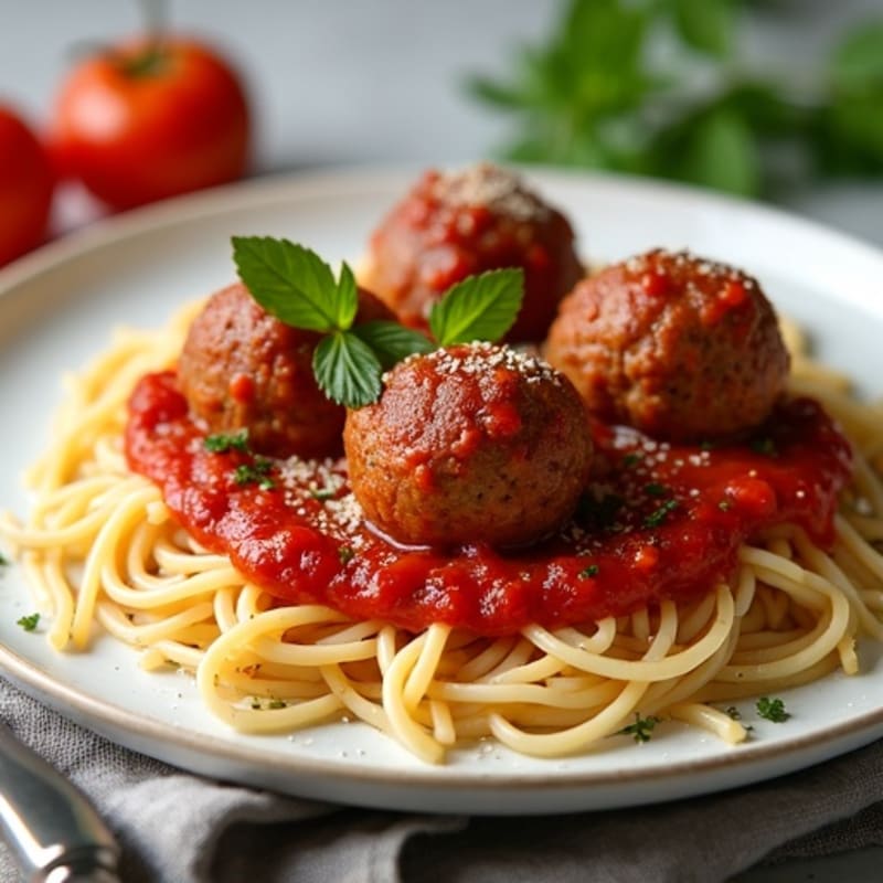 Hearty Turkey Meatballs with Whole Wheat Spaghetti and Fresh Marinara