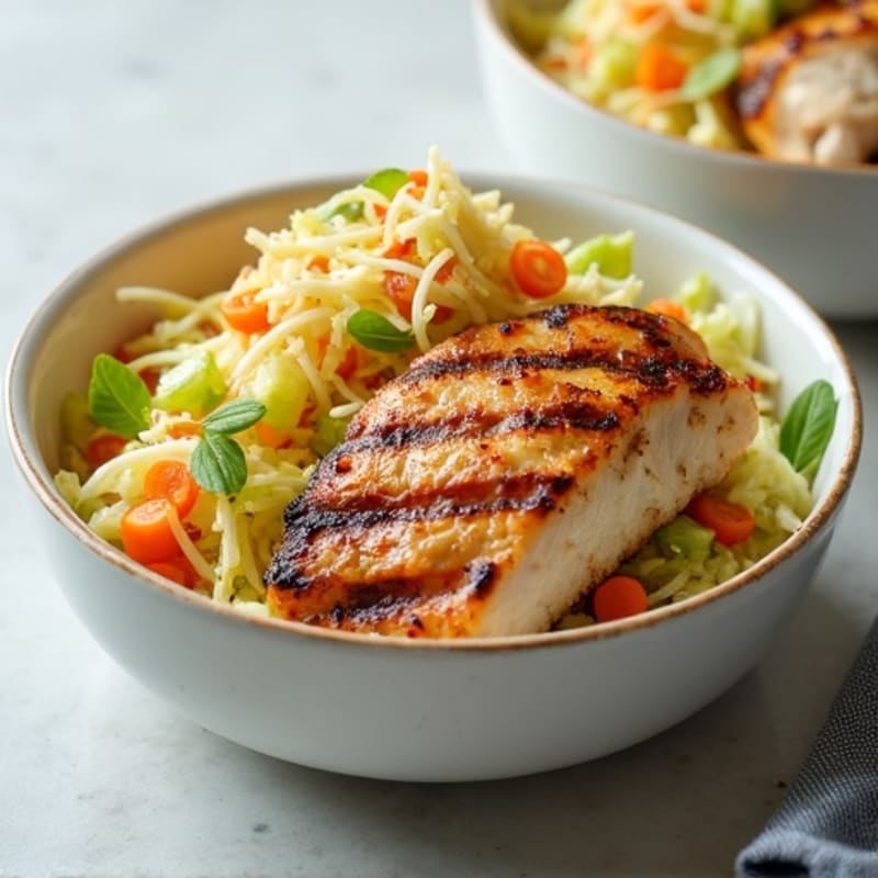 Grilled Chicken Breast with Crunchy Cabbage Slaw
