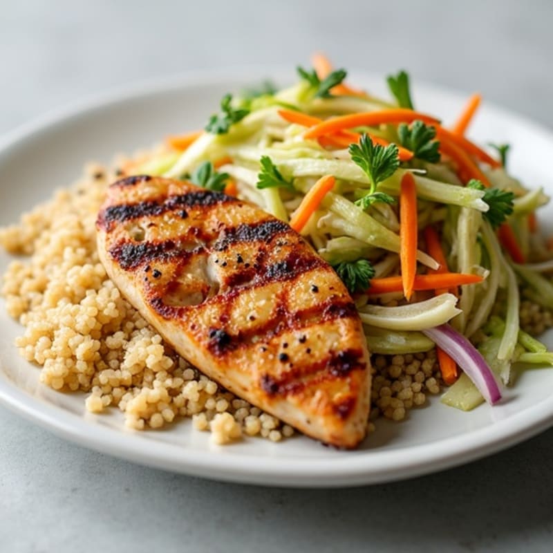 Grilled Chicken Breast with Crunchy Cabbage Slaw