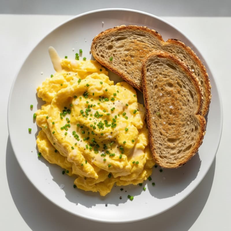 Fluffy Scrambled Eggs with Chives