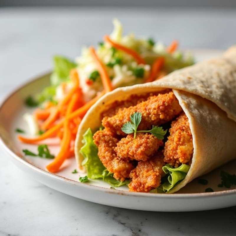 Crispy Buffalo Chicken Wrap with Crunchy Slaw