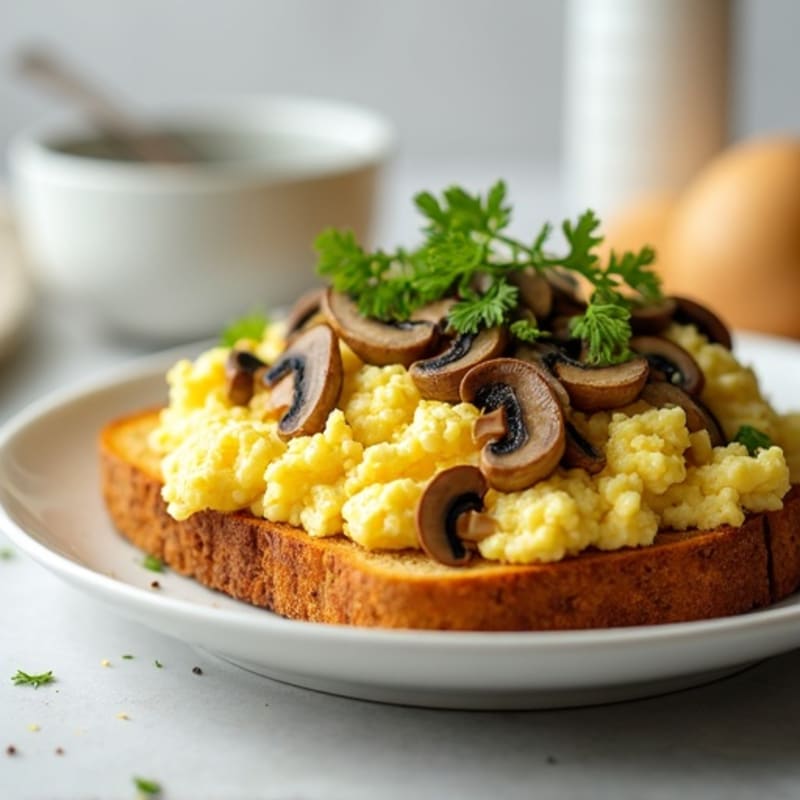Egg White and Mushroom Scramble with Cauliflower Toast