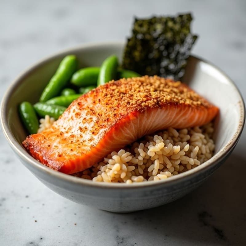Crispy Salmon Rice Bowl with Nori
