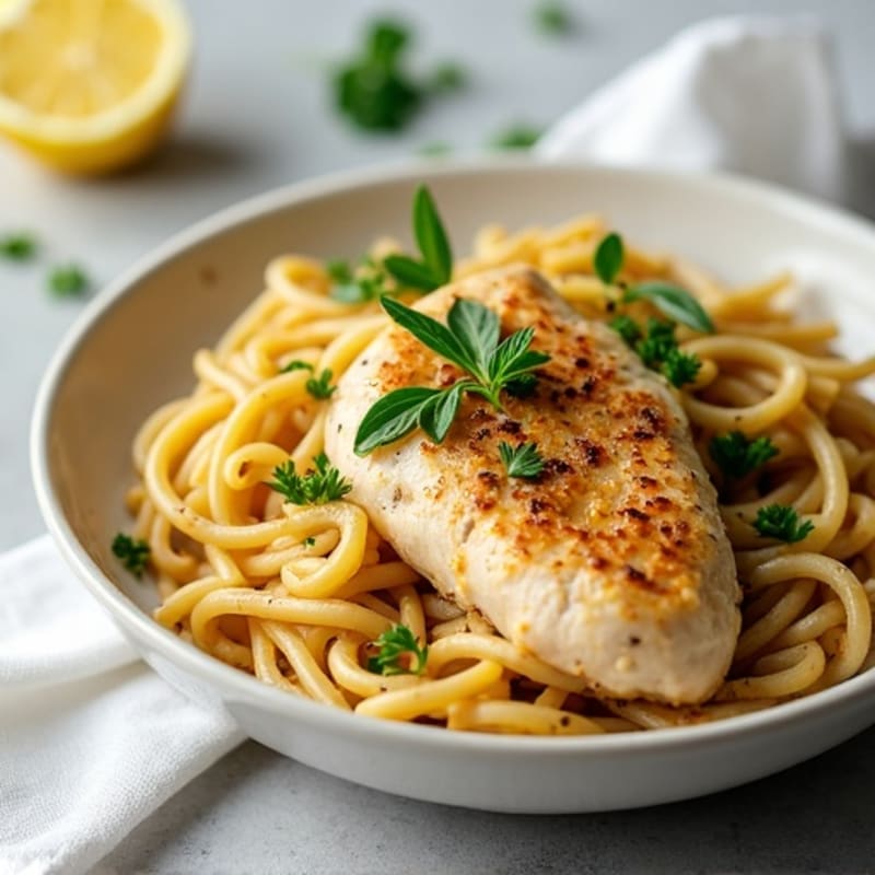 Lemon Garlic Chicken with Fresh Herb Whole Wheat Pasta