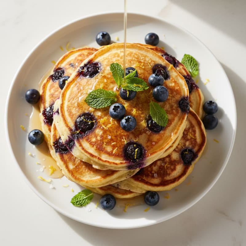 Blueberry Ricotta Pancakes with Lemon Zest